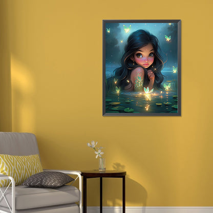 AB Diamond Painting - Full Round - Girl in the middle of the lake (40*50CM)