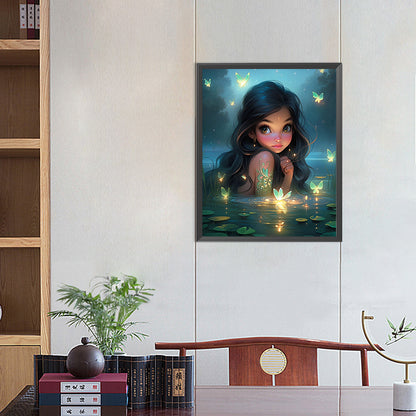 AB Diamond Painting - Full Round - Girl in the middle of the lake (40*50CM)