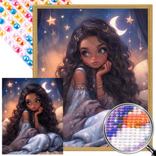 Load image into Gallery viewer, AB Diamond Painting - Full Round - Pensive girl with stars and moon (40*50CM)
