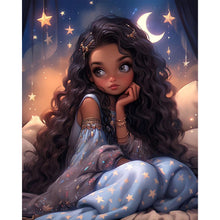 Load image into Gallery viewer, AB Diamond Painting - Full Round - Pensive girl with stars and moon (40*50CM)
