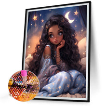Load image into Gallery viewer, AB Diamond Painting - Full Round - Pensive girl with stars and moon (40*50CM)
