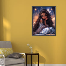 Load image into Gallery viewer, AB Diamond Painting - Full Round - Pensive girl with stars and moon (40*50CM)
