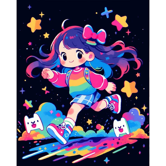 AB Diamond Painting - Full Round - running girl (40*50CM)