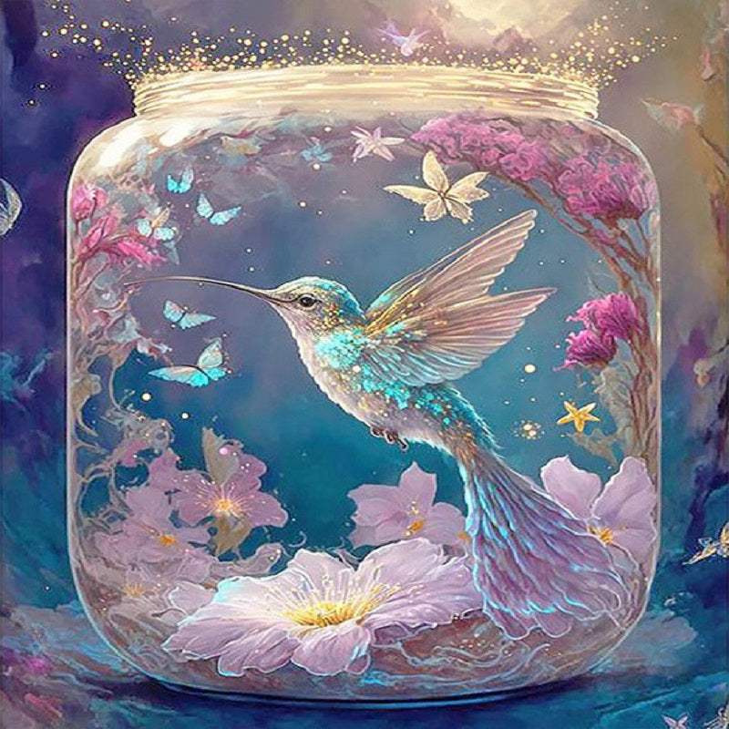 AB Diamond Painting - Full Round - hummingbird in jar (30*40CM)
