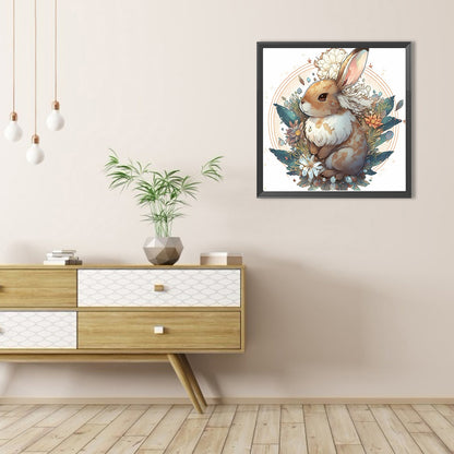 AB Diamond Painting - Full Round - Brown bunny with flowers (40*40CM)