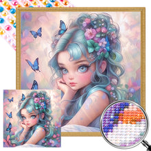 Load image into Gallery viewer, AB Diamond Painting - Full Round - butterfly and flower girl (40*40CM)
