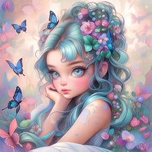 Load image into Gallery viewer, AB Diamond Painting - Full Round - butterfly and flower girl (40*40CM)
