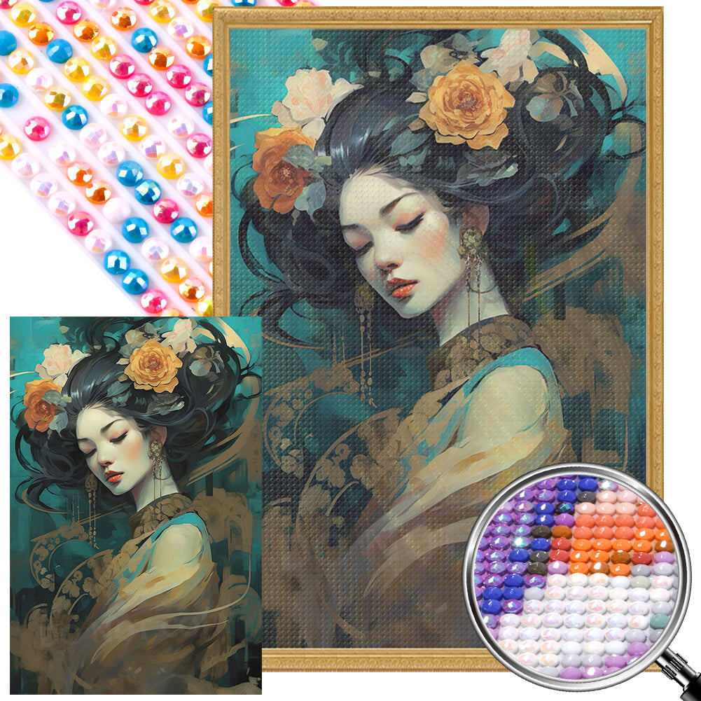 AB Diamond Painting - Full Round - Flowers and Classical Girls (40*60CM)