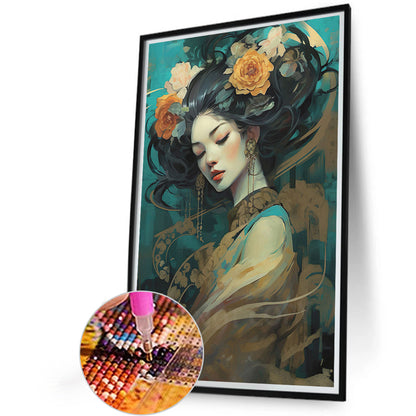 AB Diamond Painting - Full Round - Flowers and Classical Girls (40*60CM)