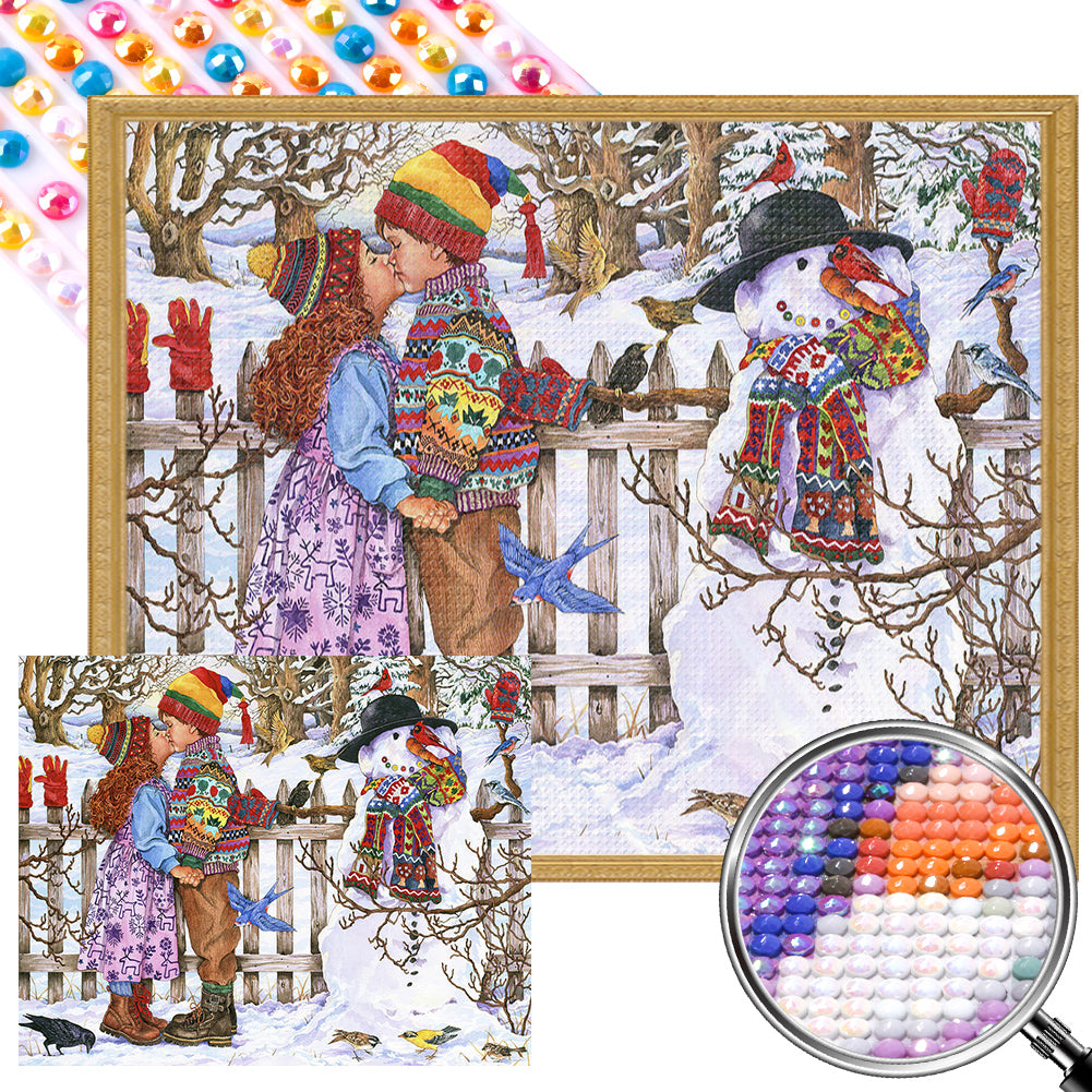 AB Diamond Painting - Full Round - Kiss in the snow (50*40CM)