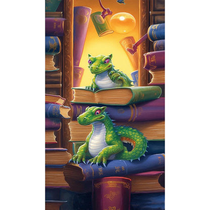 Diamond Painting - Full Round - Reading Little Green Dragon (40*70CM)