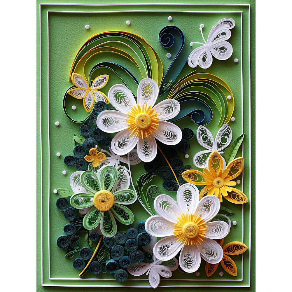 Diamond Painting - Full Round - Paper drawing flowers (30*40CM)