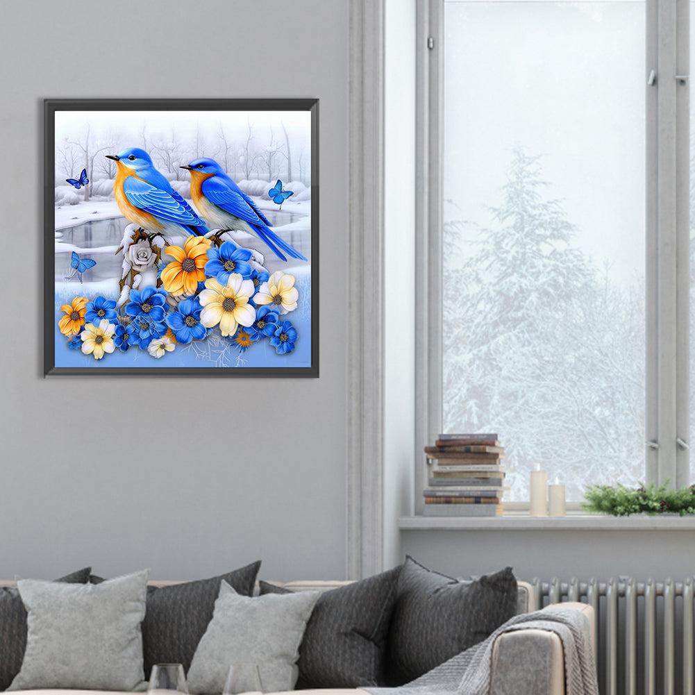 Diamond Painting - Full Round - snow blue tit (30*30CM)