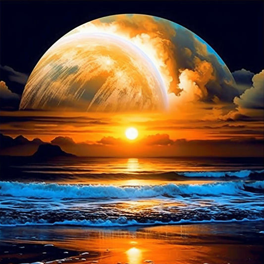 Diamond Painting - Full Round - Moonlight by the sea (30*30CM)