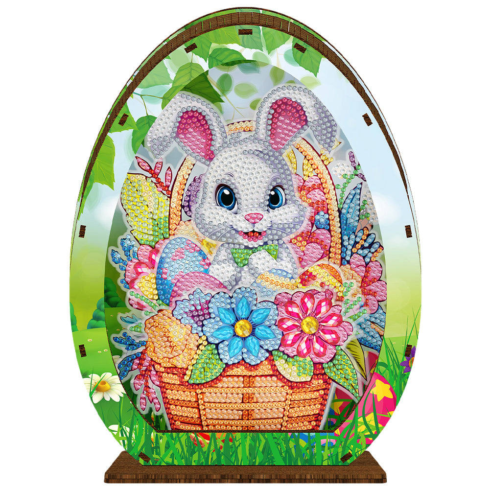 Wooden Easter Egg Rabbit Special Shaped Diamond Painting Lamp for Adult Kids