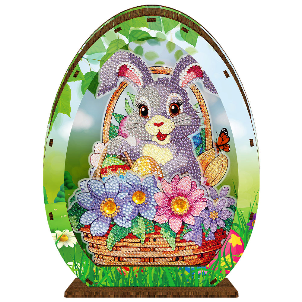 Wooden Easter Egg Rabbit Special Shaped Diamond Painting Lamp for Adult Kids