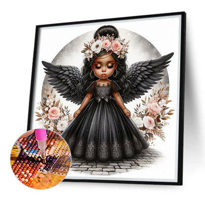Diamond Painting - Full Round - black angel girl (40*40CM)
