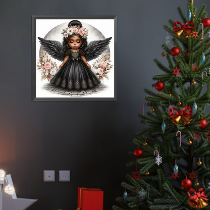 Diamond Painting - Full Round - black angel girl (40*40CM)