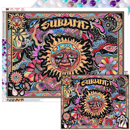 Diamond Painting - Full Round - Abstract sun illustration (80*60CM)