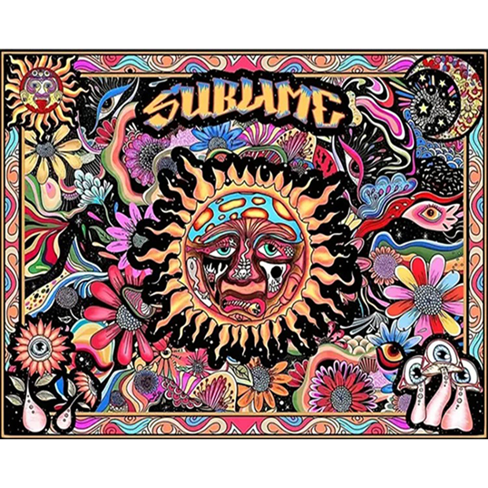 Diamond Painting - Full Round - Abstract sun illustration (80*60CM)