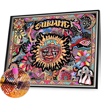 Diamond Painting - Full Round - Abstract sun illustration (80*60CM)