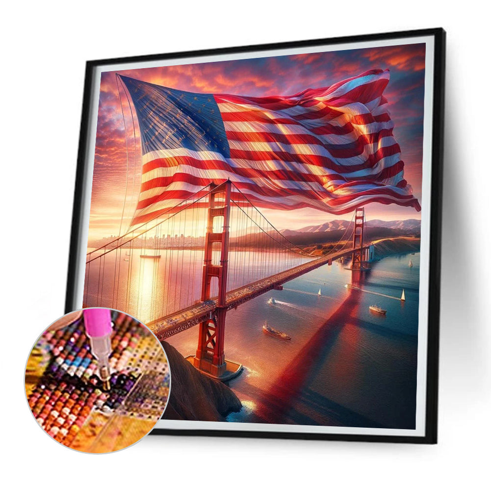 Diamond Painting - Full Round - American flag (30*30CM)