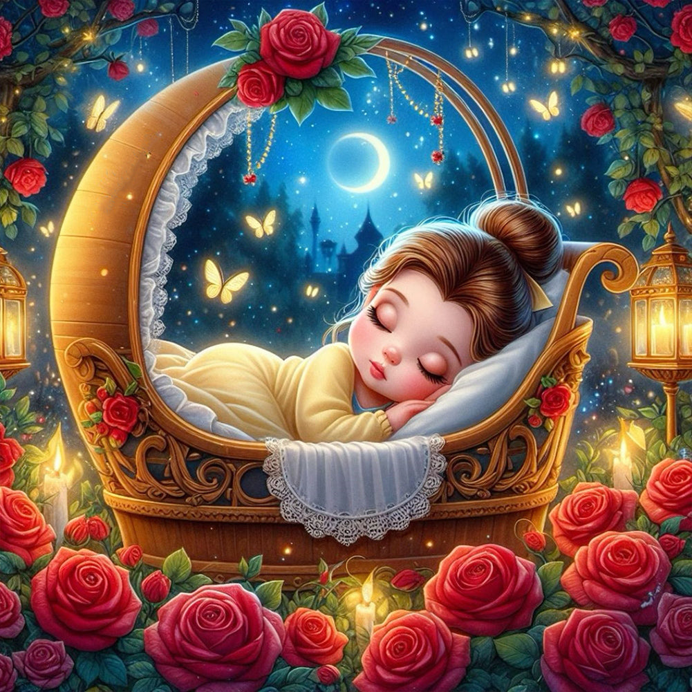Diamond Painting - Full Round - sleeping princess belle (30*30CM)