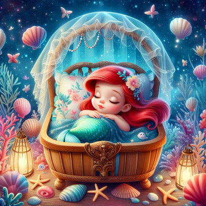 Diamond Painting - Full Round - sleeping mermaid princess (30*30CM)