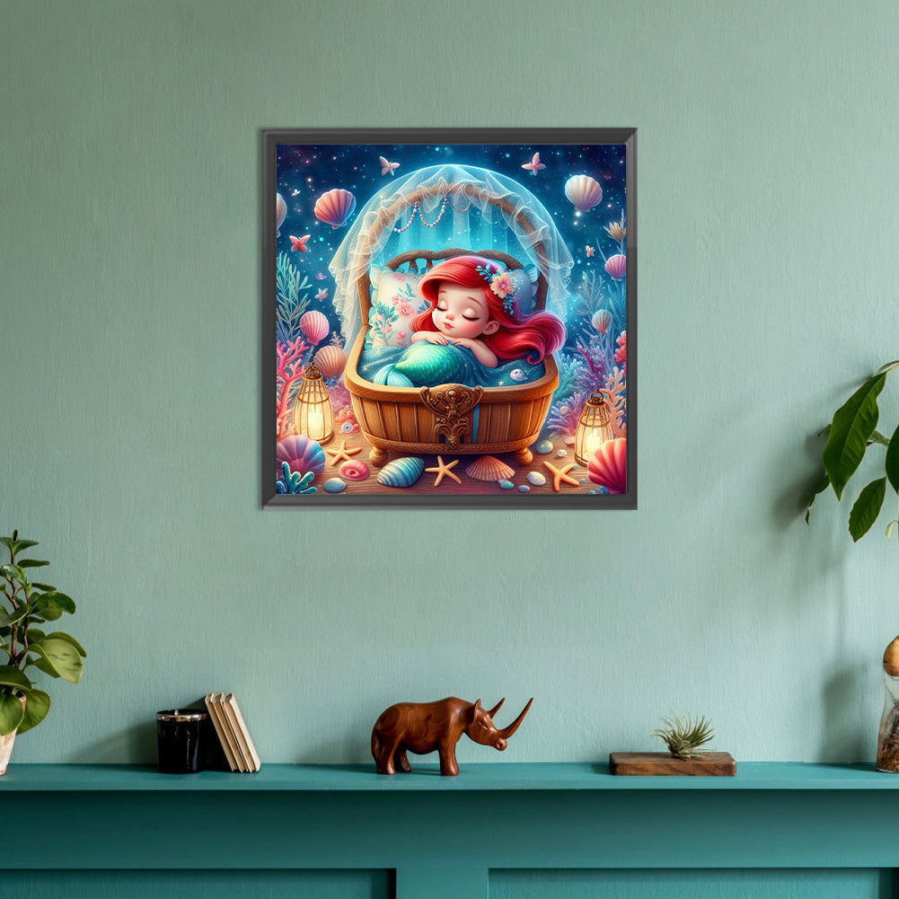 Diamond Painting - Full Round - sleeping mermaid princess (30*30CM)