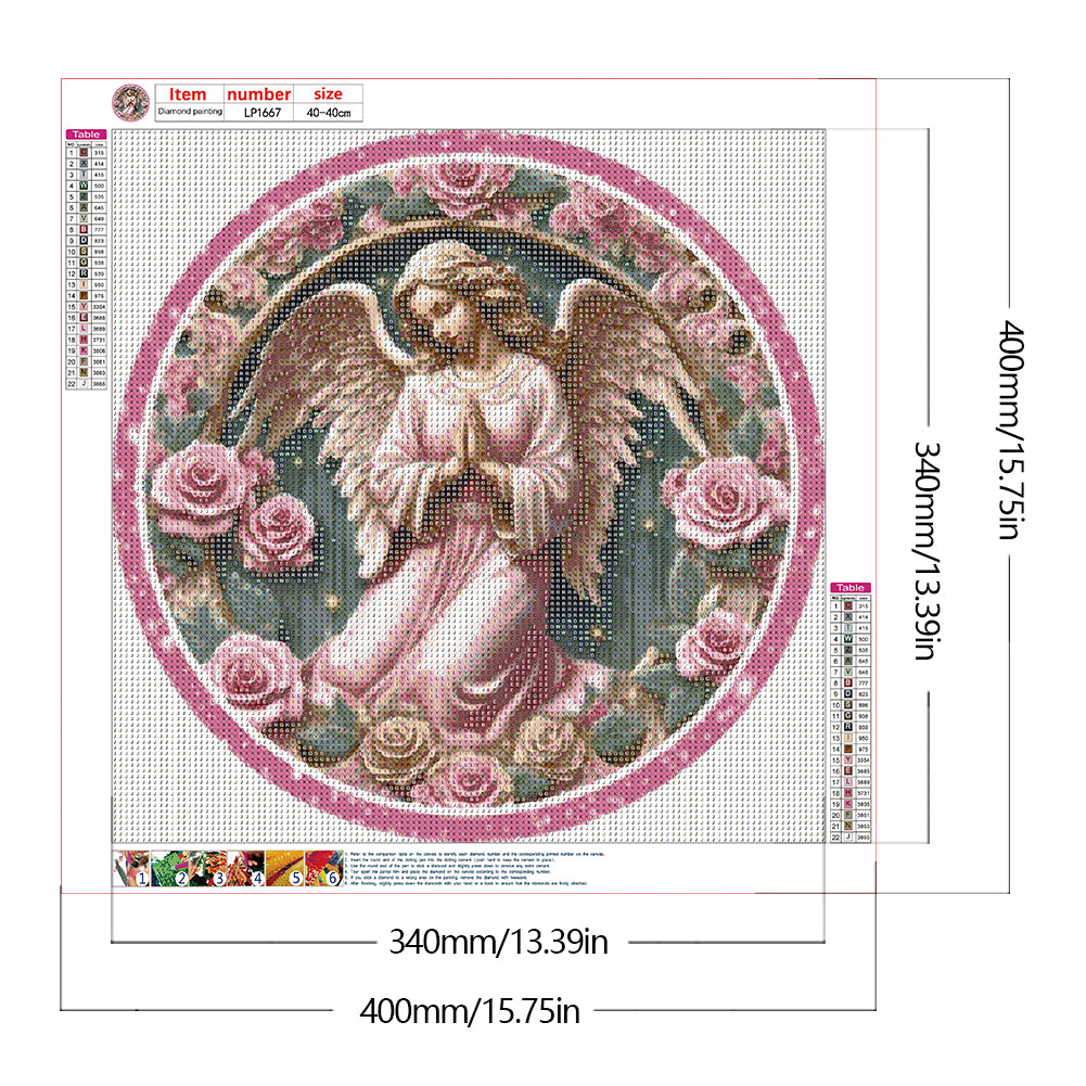 Diamond Painting - Full Square - pink flower angel (30*30CM)