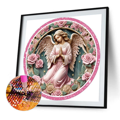 Diamond Painting - Full Square - pink flower angel (30*30CM)