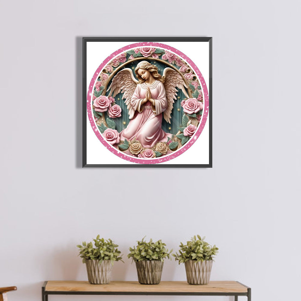 Diamond Painting - Full Square - pink flower angel (30*30CM)