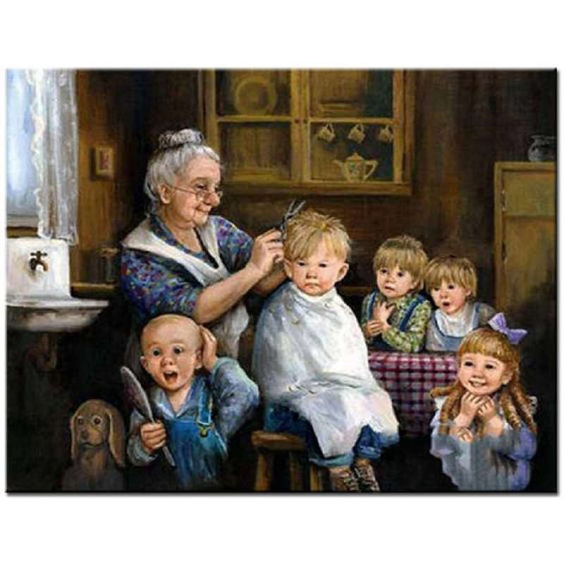 Diamond Painting - Full Square - haircut kid (50*40CM)
