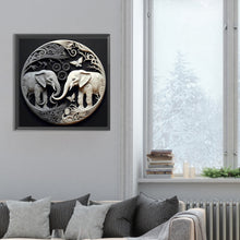 Load image into Gallery viewer, Diamond Painting - Full Round - Black and white elephant relief illustration (30*30CM)
