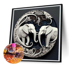 Load image into Gallery viewer, Diamond Painting - Full Round - White elephant relief illustration (30*30CM)
