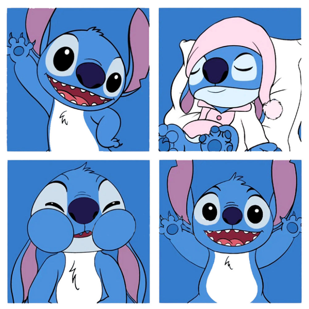 Diamond Painting - Full Round - Stitch four-frame comics (30*30CM)