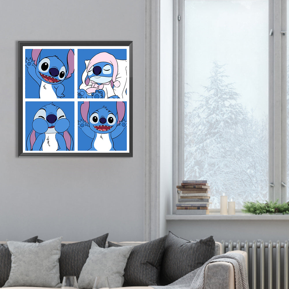 Diamond Painting - Full Round - Stitch four-frame comics (30*30CM)