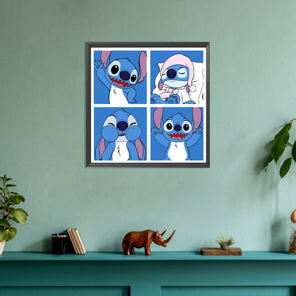 Diamond Painting - Full Round - Stitch four-frame comics (30*30CM)