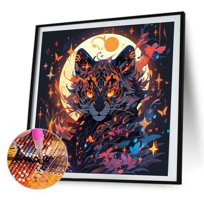 AB Diamond Painting - Full Round - Tiger under the moon (40*40CM)