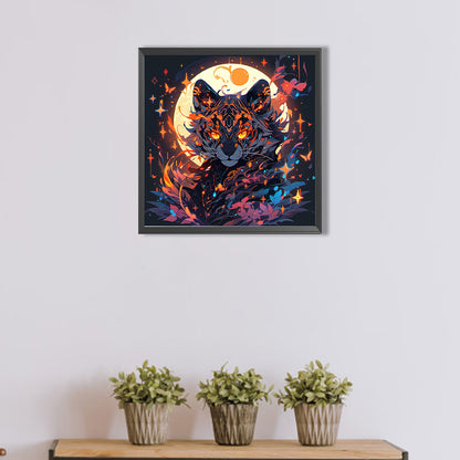 AB Diamond Painting - Full Round - Tiger under the moon (40*40CM)
