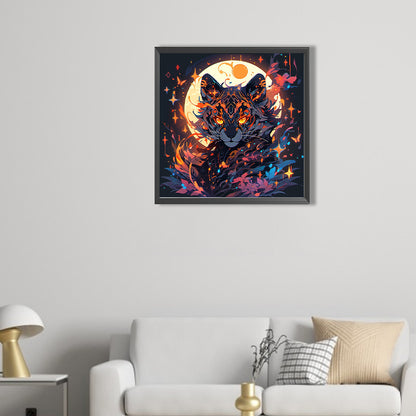 AB Diamond Painting - Full Round - Tiger under the moon (40*40CM)
