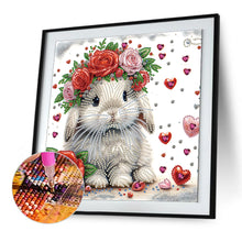 Load image into Gallery viewer, Diamond Painting - Partial Special Shaped - Rabbit wearing flowers (30*30CM)
