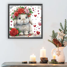 Load image into Gallery viewer, Diamond Painting - Partial Special Shaped - Rabbit wearing flowers (30*30CM)
