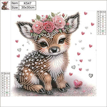 Load image into Gallery viewer, Diamond Painting - Partial Special Shaped - Deer with flowers (30*30CM)
