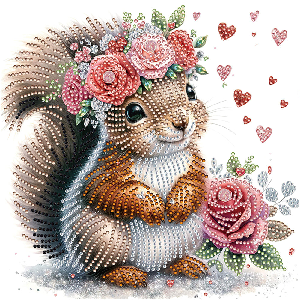 Diamond Painting - Partial Special Shaped - Flowered squirrel (30*30CM)