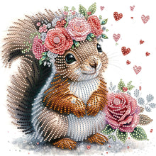 Load image into Gallery viewer, Diamond Painting - Partial Special Shaped - Flowered squirrel (30*30CM)
