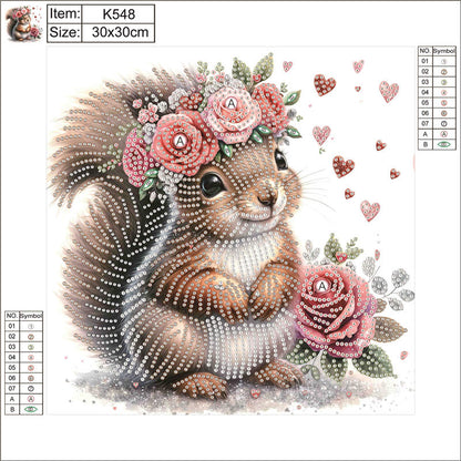 Diamond Painting - Partial Special Shaped - Flowered squirrel (30*30CM)