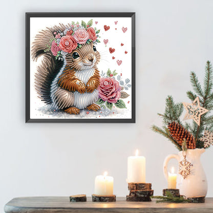 Diamond Painting - Partial Special Shaped - Flowered squirrel (30*30CM)