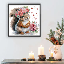 Load image into Gallery viewer, Diamond Painting - Partial Special Shaped - Flowered squirrel (30*30CM)

