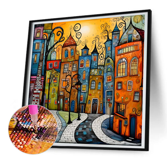 Diamond Painting - Full Round - houses street (30*30CM)